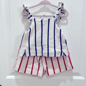 Zara Set Shorts & Crop Top Red White & Blue